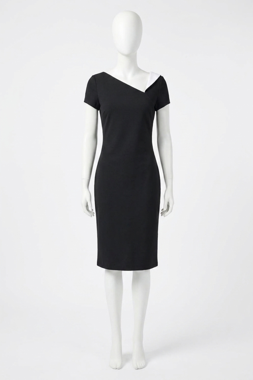 NEW JOSEPH RIBKOFF two-tone asymmetrical dress in black,white